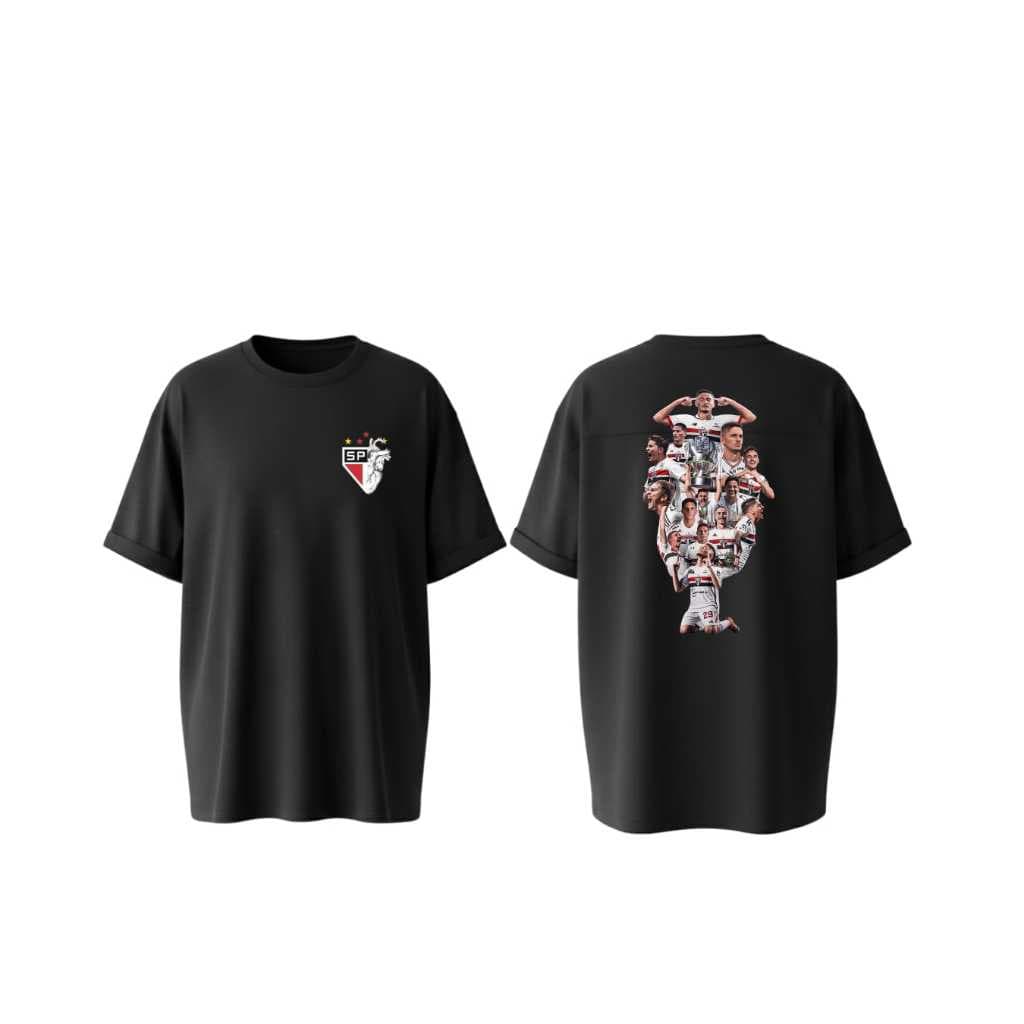 [Camiseta Premium em Algodão Puro]CC São Paulo Unissex Estampa Jogadores Costas + Escudo Frente
