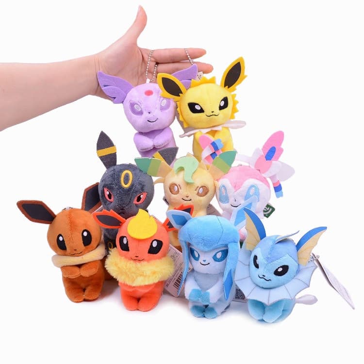 Pokemon Eevee Vaporeon 4 polegadas chaveiro de boneca de pelúcia