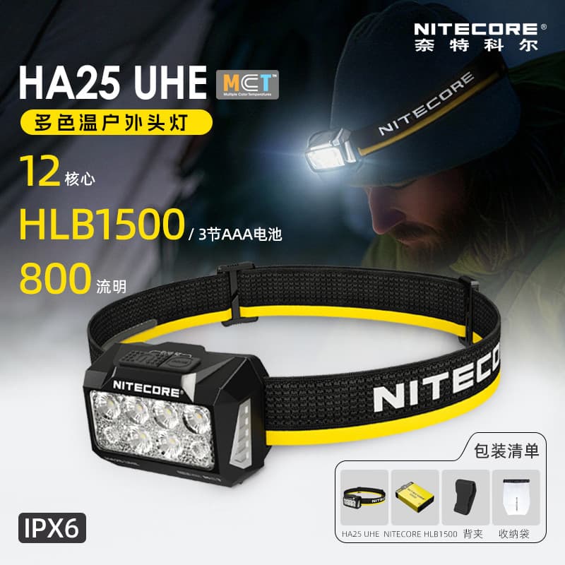[2026 Novo produto] NITECORE NITECORE Knight Cole HA25UHE Caminhadas ao ar livre Farol de luz forte ha25