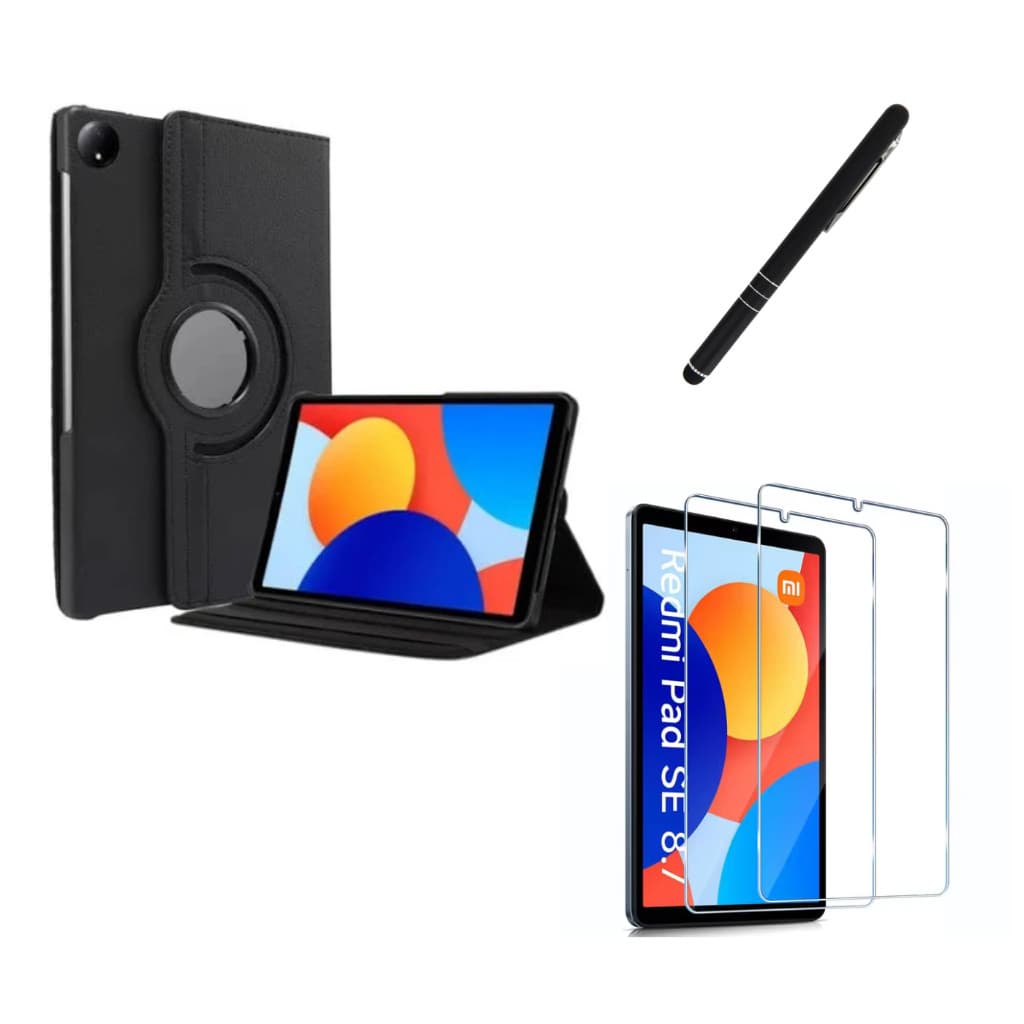 Kit Completo Capa Giratória + Película + Caneta Para Xiaomi Redmi Pad SE 8.7 Polegadas