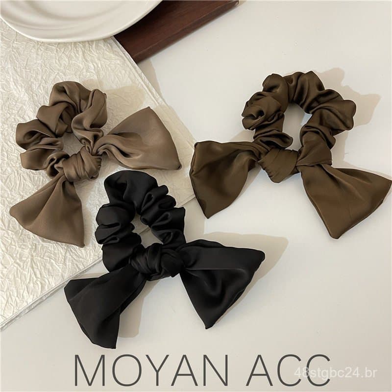 Acessório de cabelo coreano de alta qualidade com laço de cetim, elegante laço de cabelo em estilo francês, novo acessór