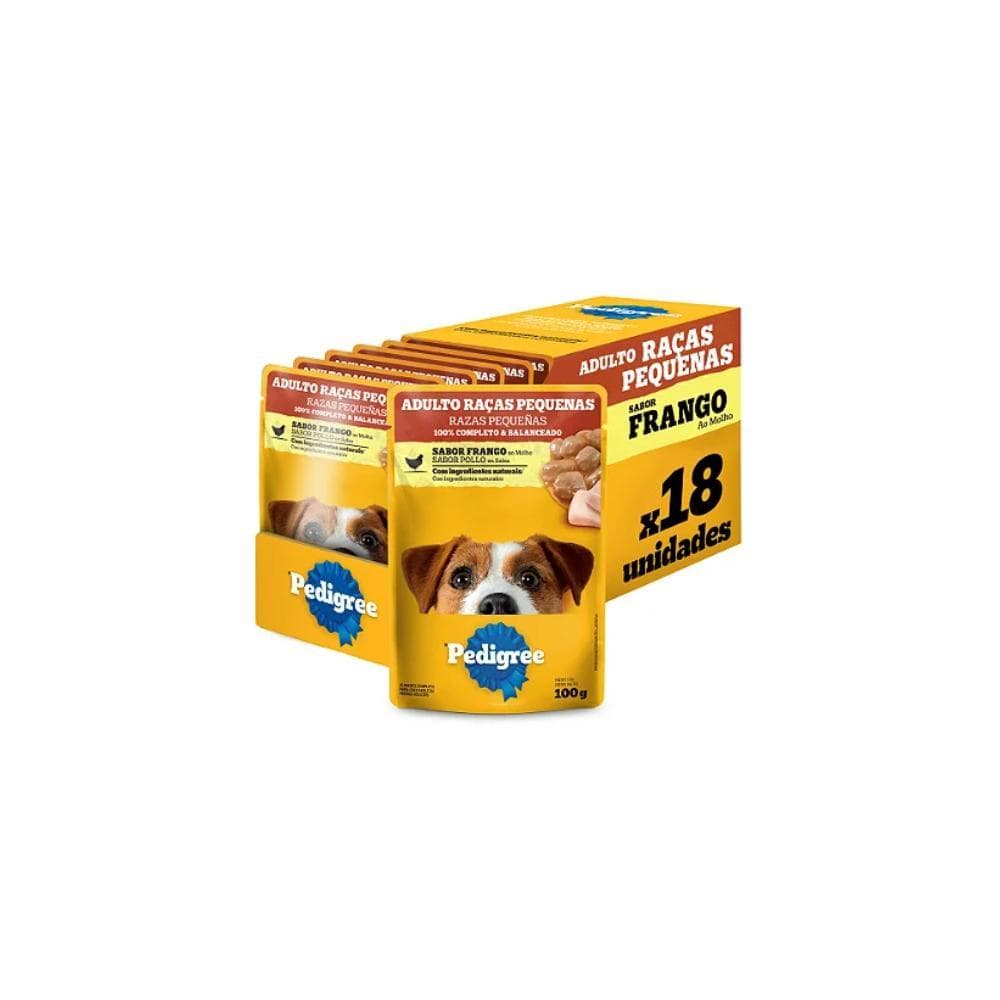 Caixa Pedigree Sachê Frango Cães Adulto de Raças Pequena