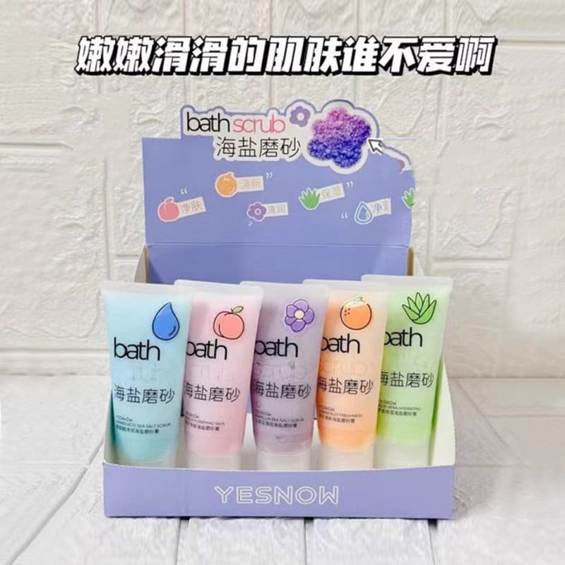 Yingxue Sea Salt Scrub Corpo Limpeza Profunda Esfoliante Não Irritado Refrescante Fragrância Leve Sal de Banho