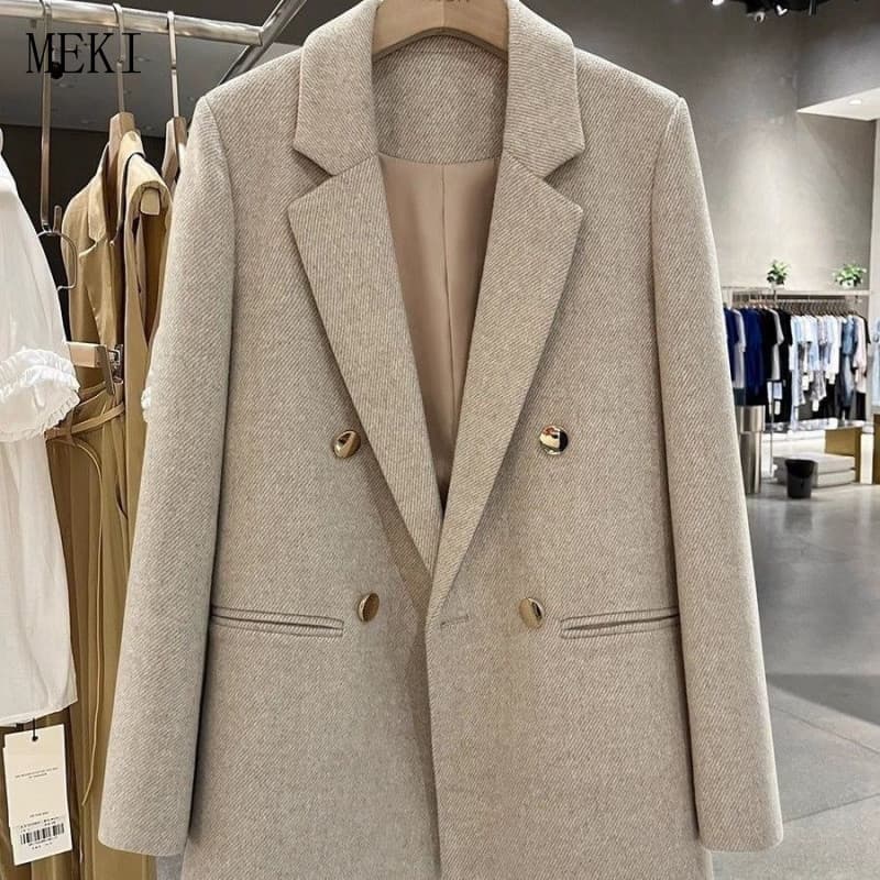 Blazer de lã metálico cinza Bengy, blazer feminino, nova coleção de primavera 2026, estilo britânico versátil H642
