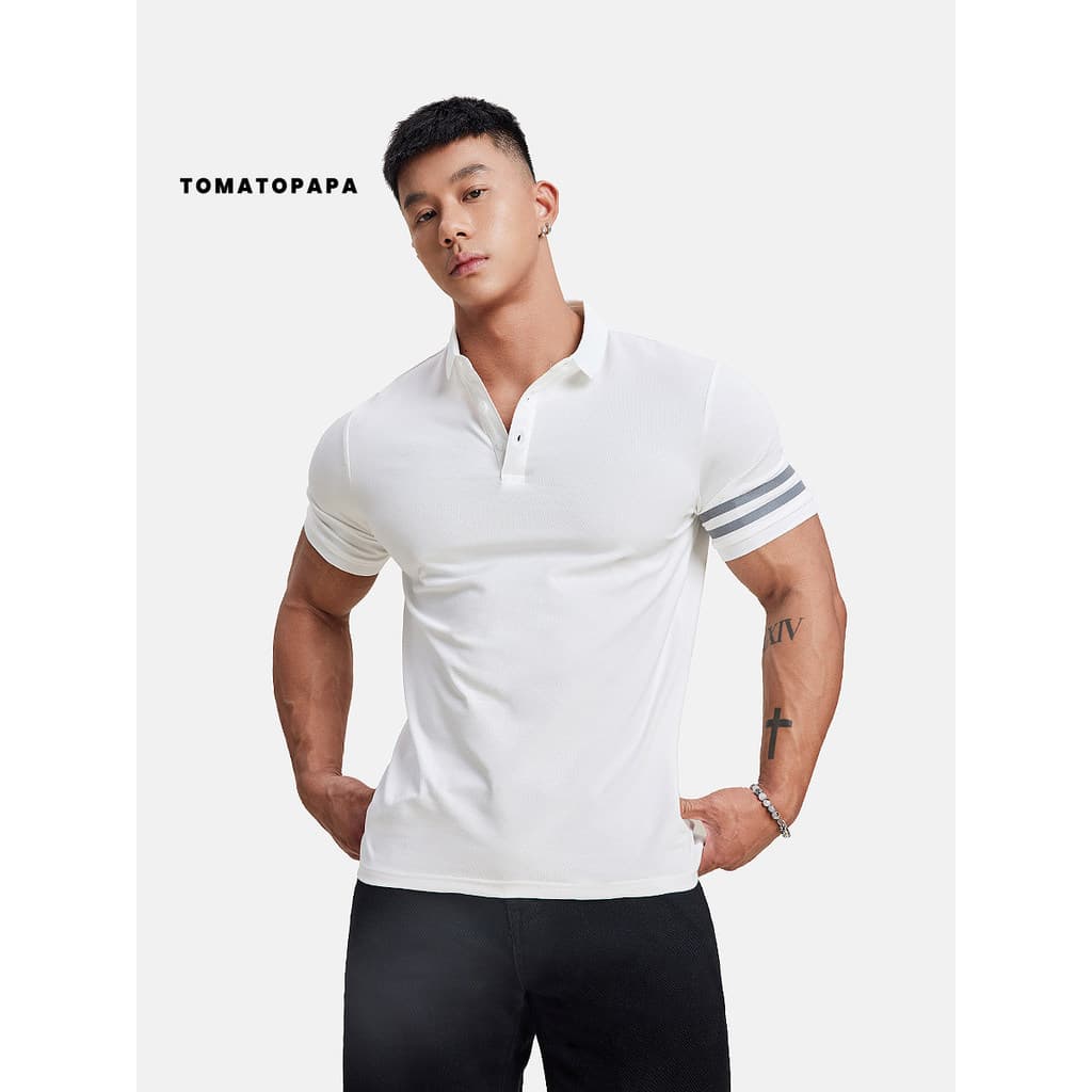 TOMATEPAPA Camisa polo de Manga Curta 2024 Novo Estilo Casual Fitness Camiseta Masculina Esportes Slim-Fit Camisa Paul A