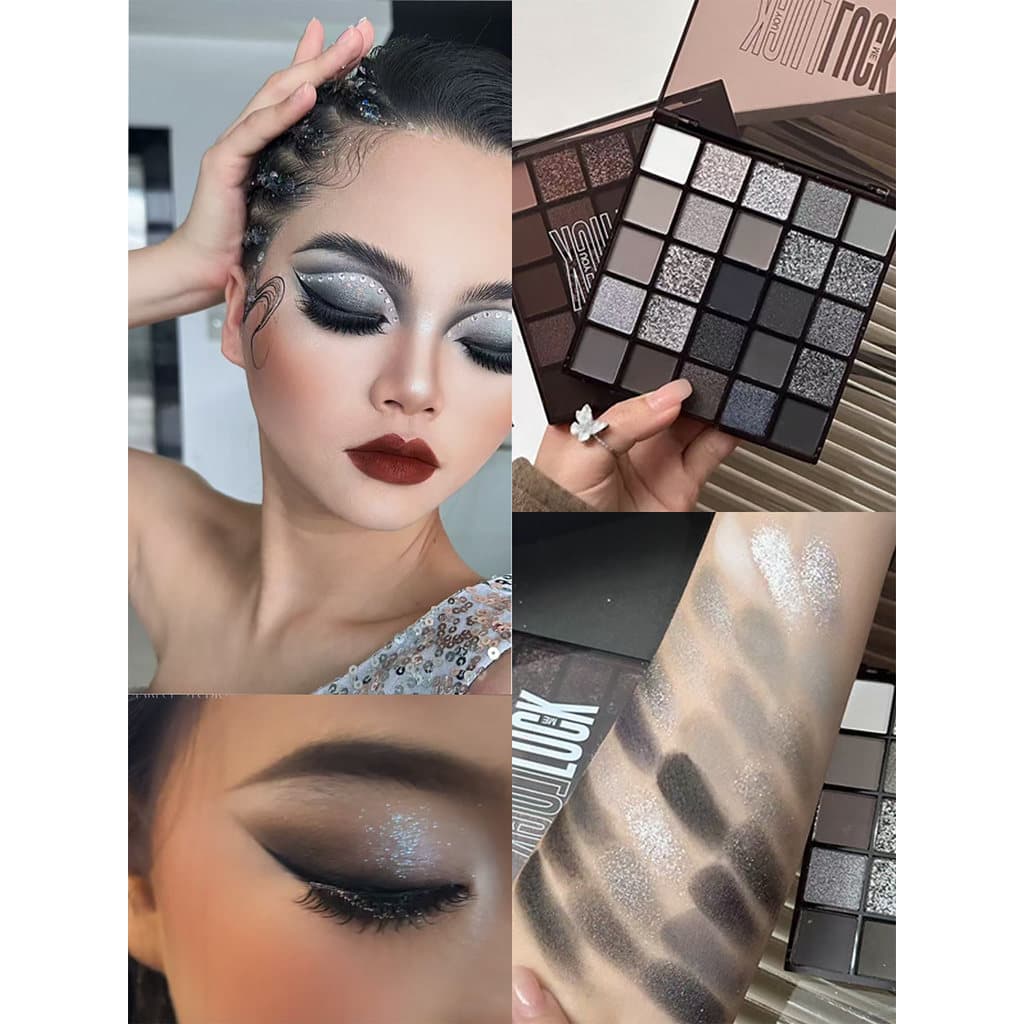 Paleta de sombras de 25 cores Paleta de cimento cinza escuro Padrão nacional Dança latina Dedicado Crianças Fumar Maquia