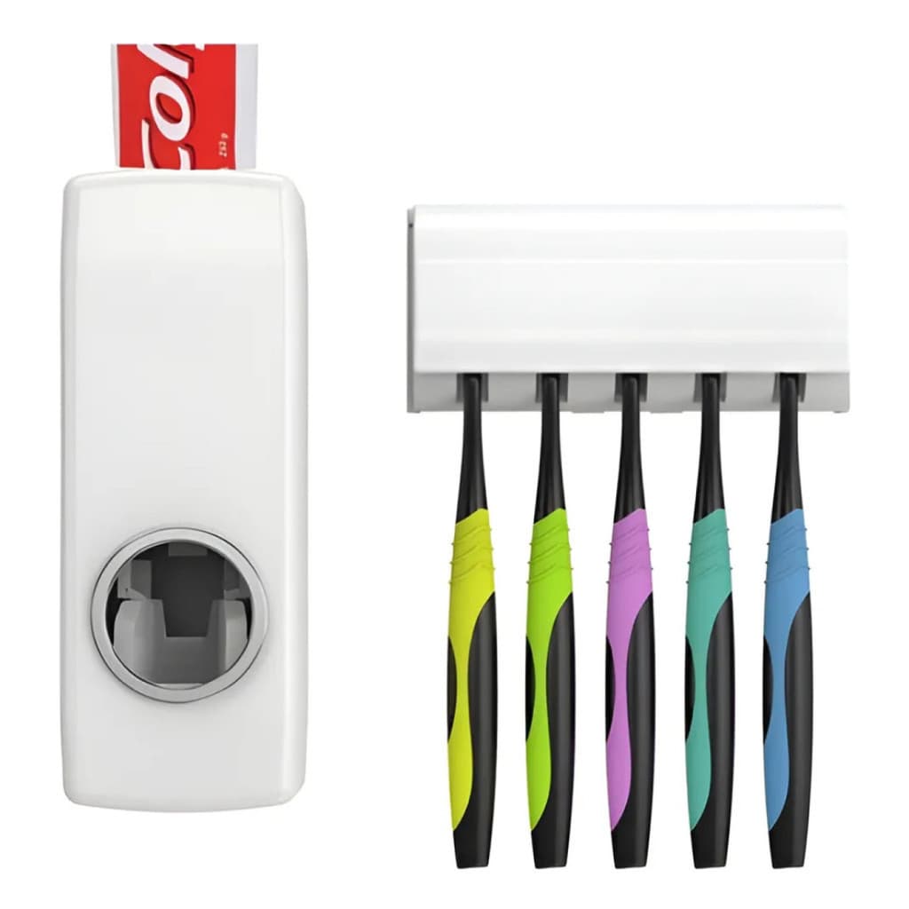 Dispenser Automático Creme Dental E Suporte Escova Prático.