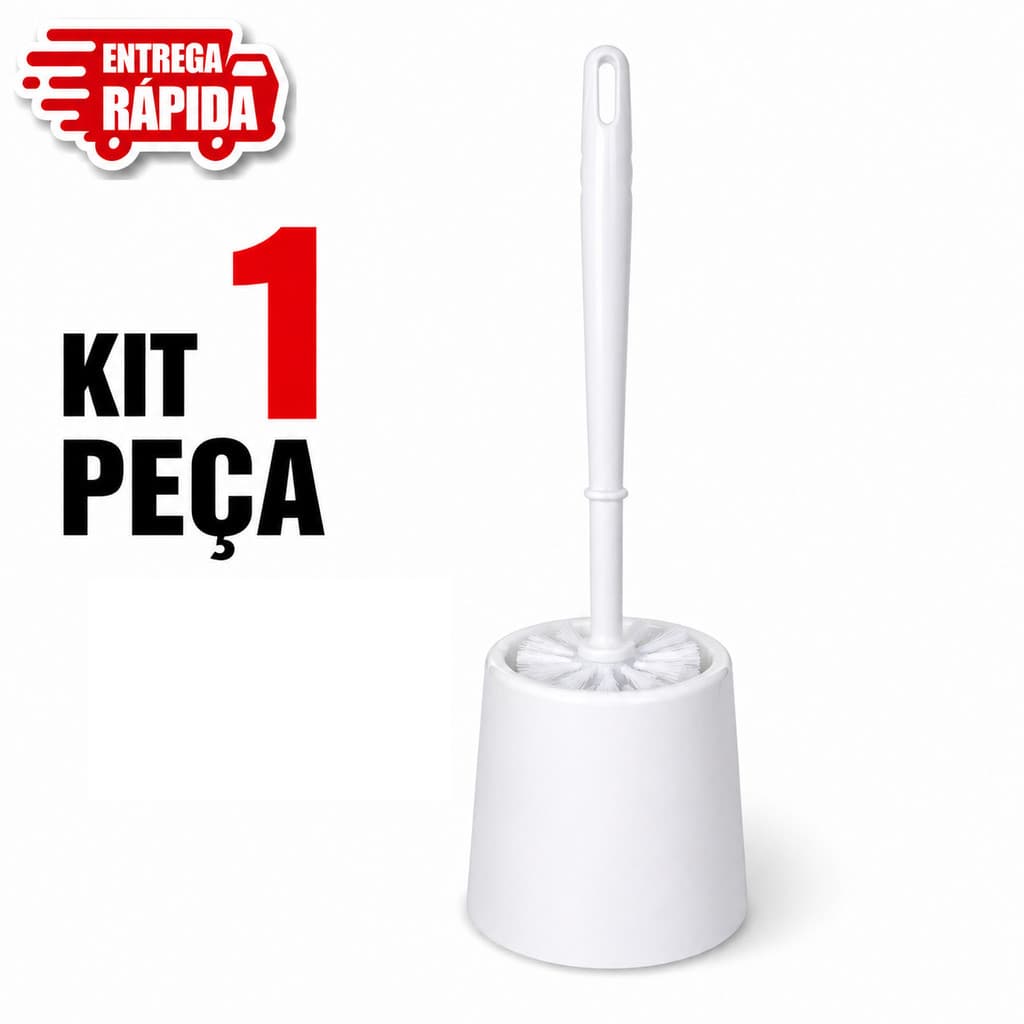 1 Escova Sanitária De Piso Para Limpeza Vaso Banheiro Com Suporte Plástico Branca