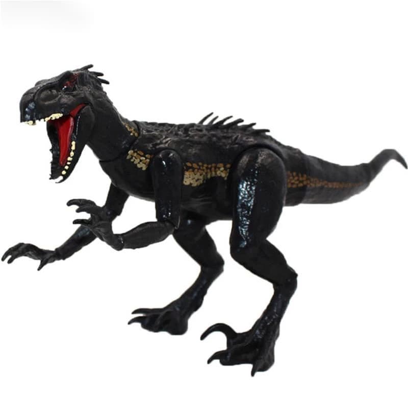 Figura Articulada de Dinossauro Velociraptor 27cm, Modelo Preto com Olhos e Garras Vermelhos, Brinquedo de Ação para