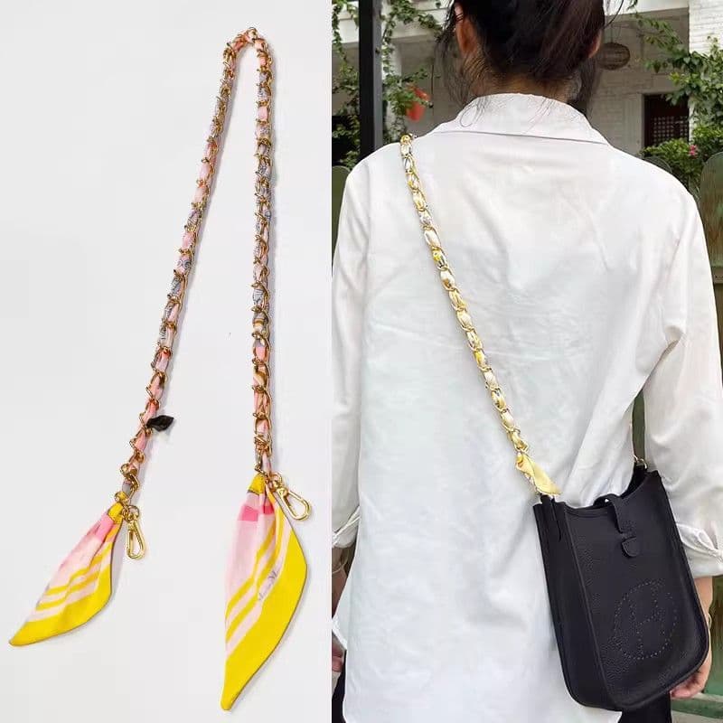 Nova Bolsa Corrente Lenço De Seda Tecido Saco Alça De Ombro Decorativa Substituição Cinta