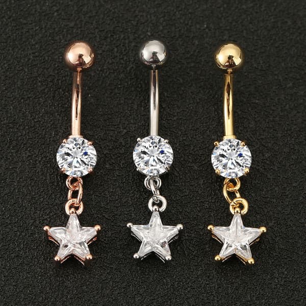 bijuterias femininas piercing umbigo ✺Europa américa venda quente corpo Piercing jóias umbigo anel de cinco pontas estre