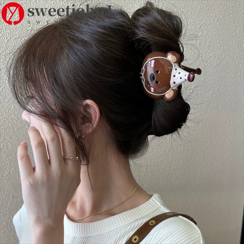 SWEETJOHN1 Garra De Cabelo De Desenho Animado , Grampo Urso Geométrico Acrílico , Clipe De Plástico Estilo Coreano