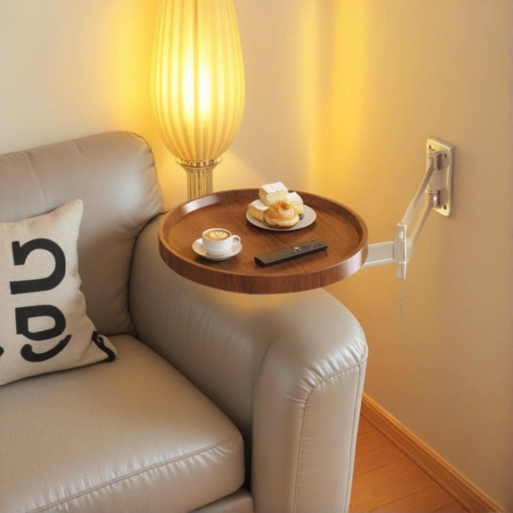 Mesa dobrável de parede - 180 ° Mesa flutuante rotativa e retrátil, com bandeja redonda ajustável, adequada para quarto,