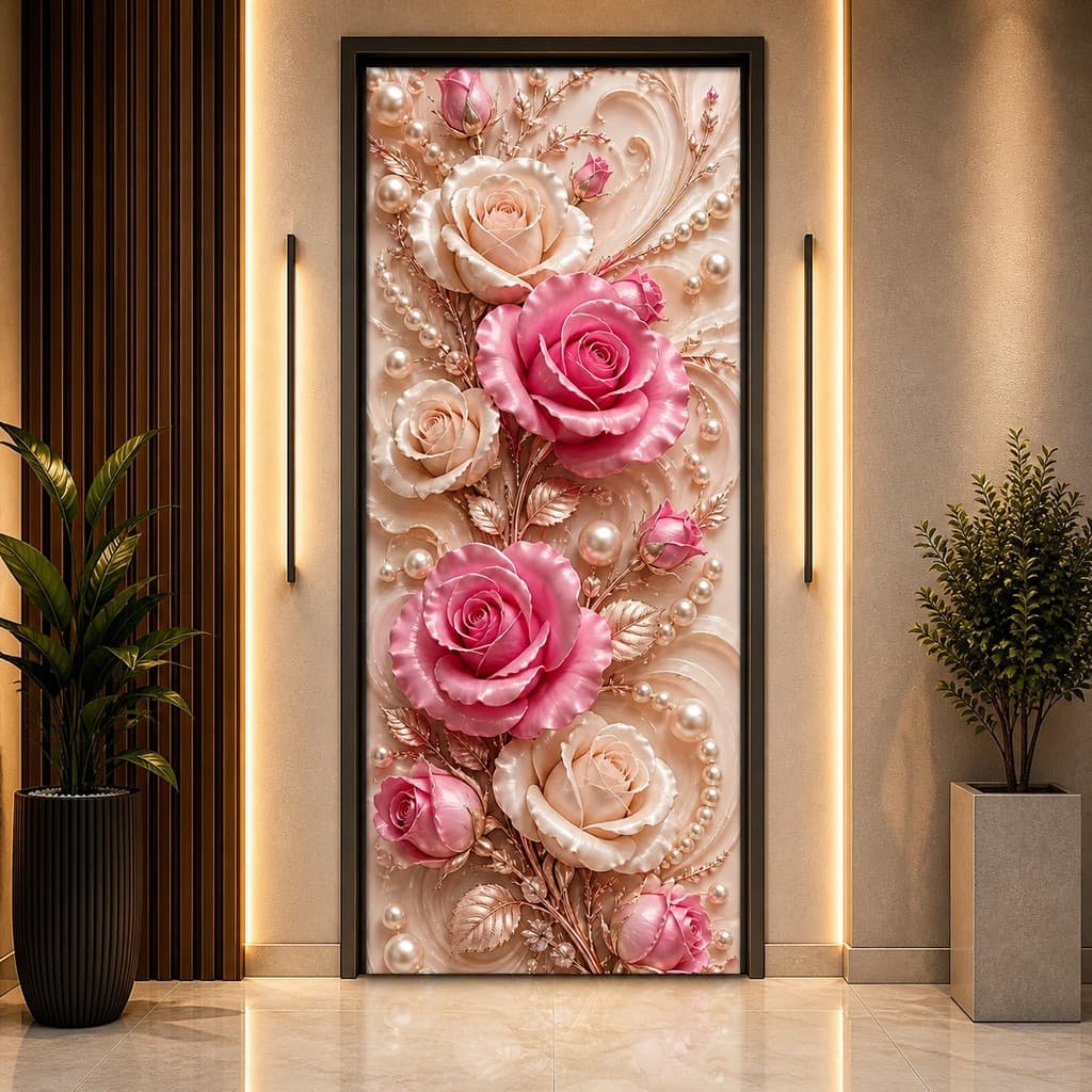 Capa de porta painel com elastico FLORES modernas 0,85x2,10 decorativa