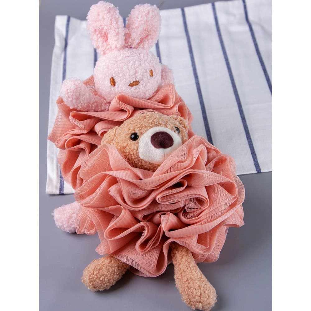 Arring tridimensional dos desenhos animados flor de banho bonito urso coelho bola de banho não é fácil de espalhar bola