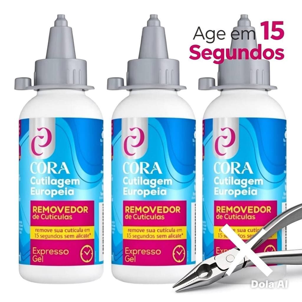 Kit 3 Unidades de Kinq Gel Removedor e Amolecedor de Cutícula Cora 100ml