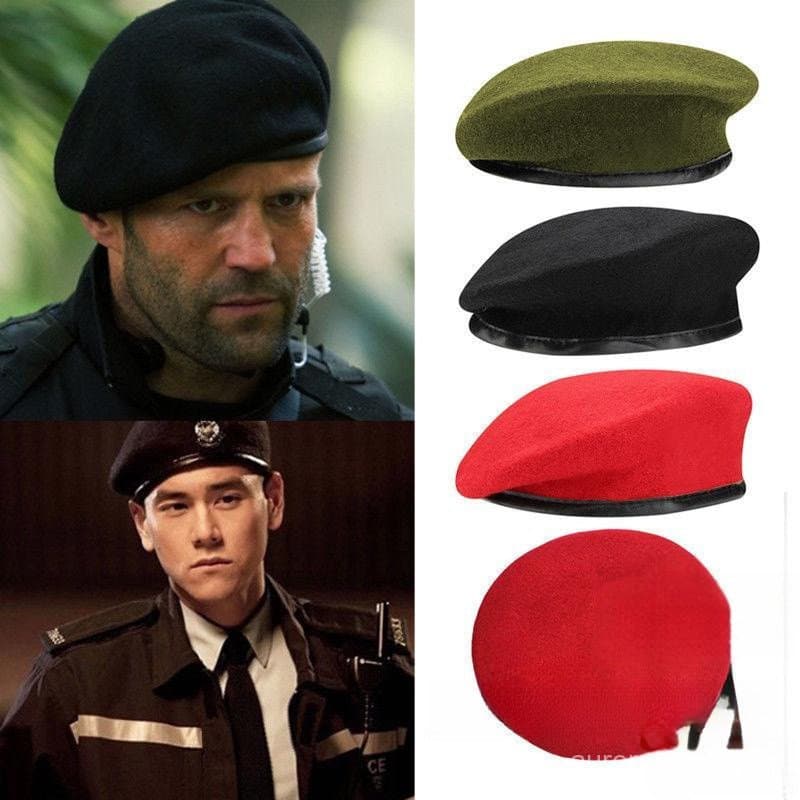 Boina De Lã Vintage Cor Única Ajustável Soldado Militar