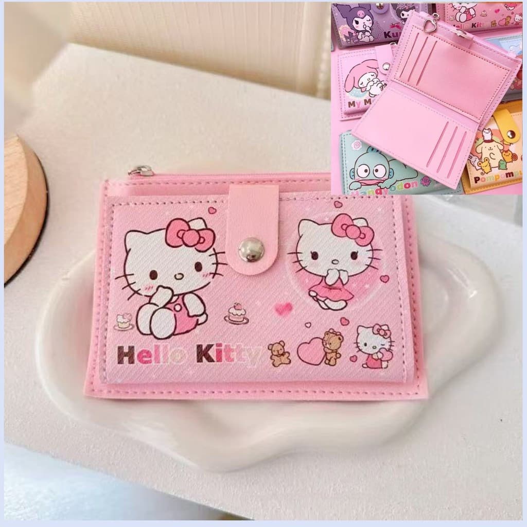 Carteira Infantil HelloKitty Sanrio, Porta-Cartões, Porta-Moedas de Grande Capacidade, Anime Kuromi