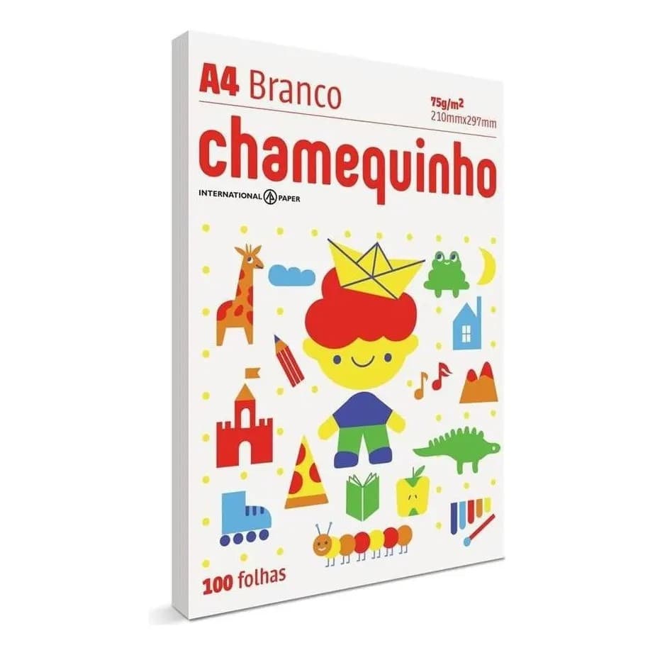 Kit 2 pacotes papel sulfite Chamequinho A4 branco 100 folhas cada