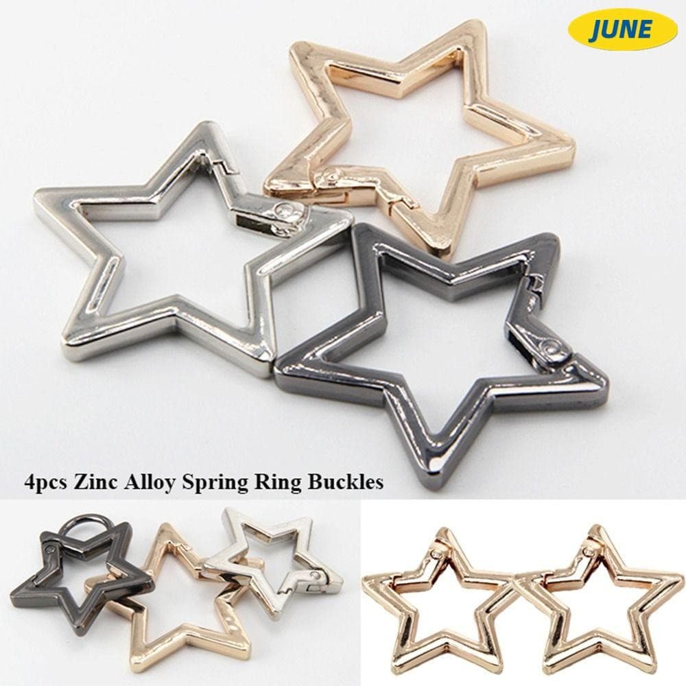 Junho 4 Peças Fivelas De Anel De Mola , Mosquetão Em Forma De Estrela De Prata Dourado Preto , Bolsas De Portão Banhadas