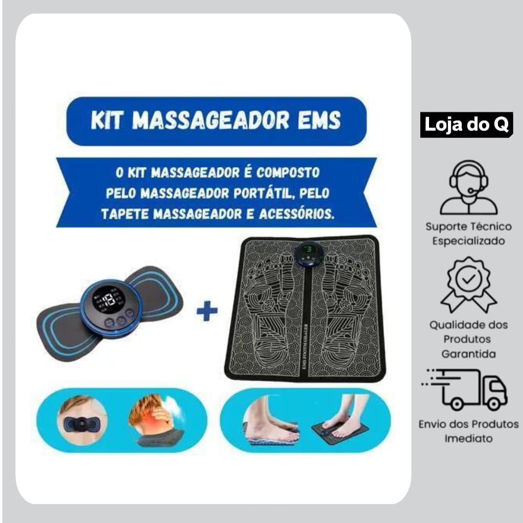 Conjunto de massageador EMS: almofada para pés + pescoço, coluna, pernas e suporte para parte inferior das costas