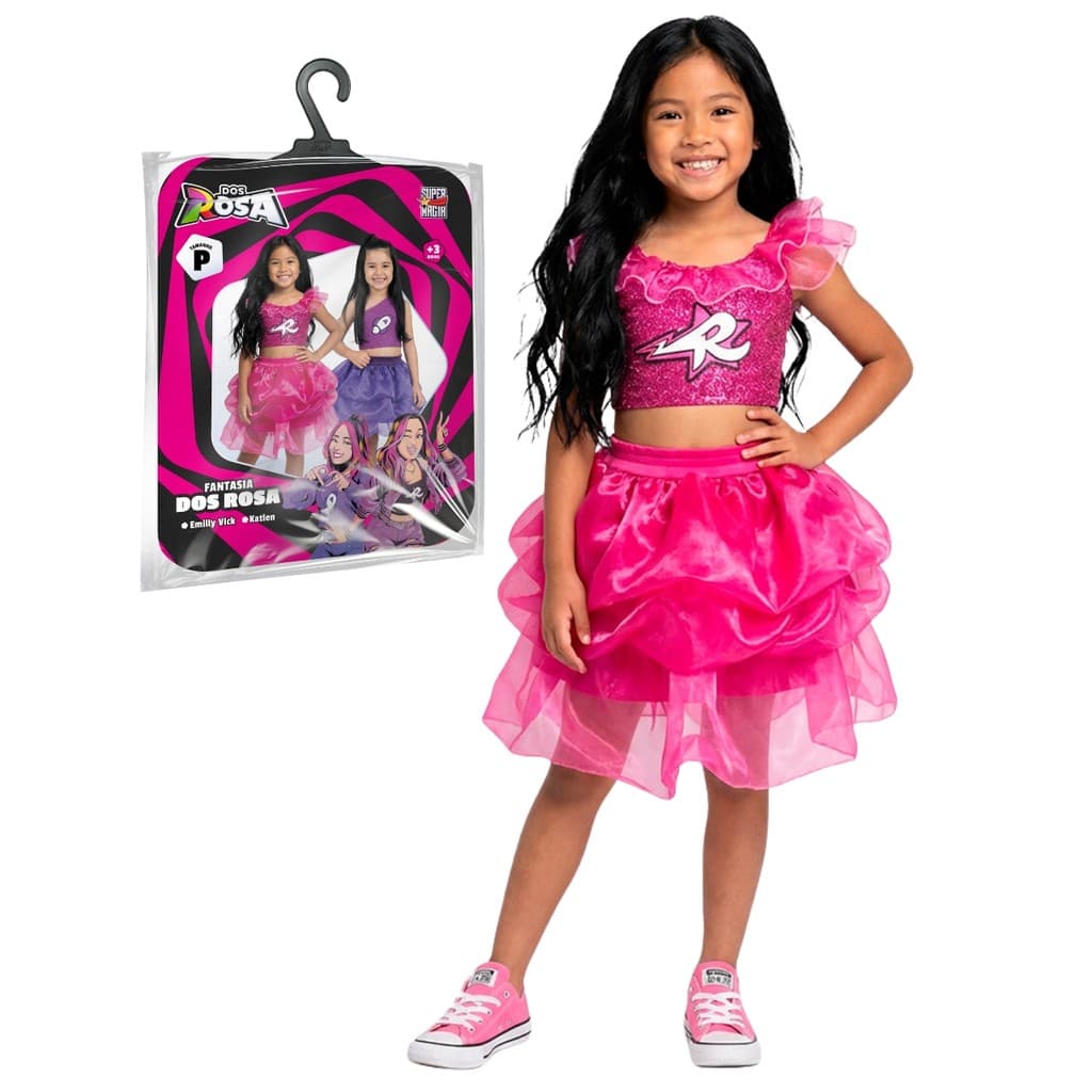 Fantasia Infantil Emilly Vick Dos Rosa Conjunto Oficial