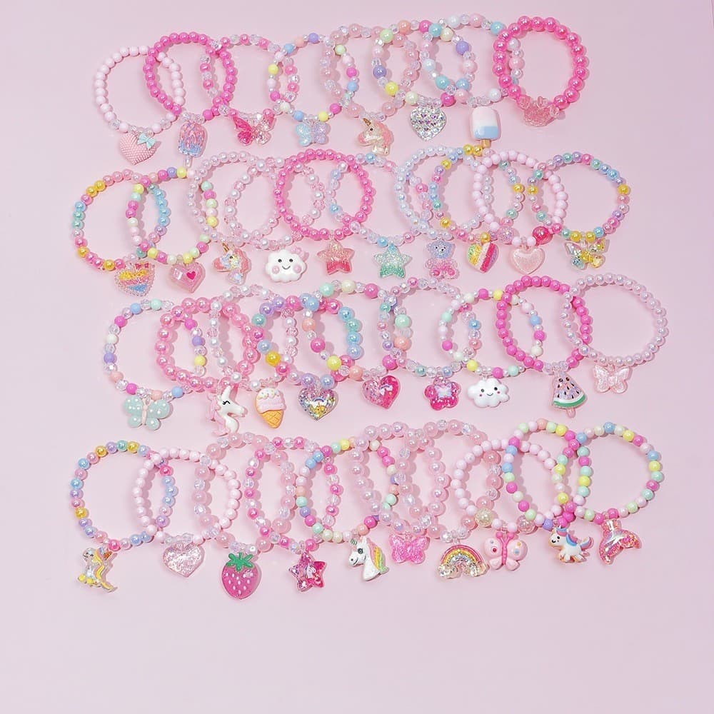 24 Pulseiras(6 conjuntos) Para Criança Infantil Frutas Doces Coloridos
