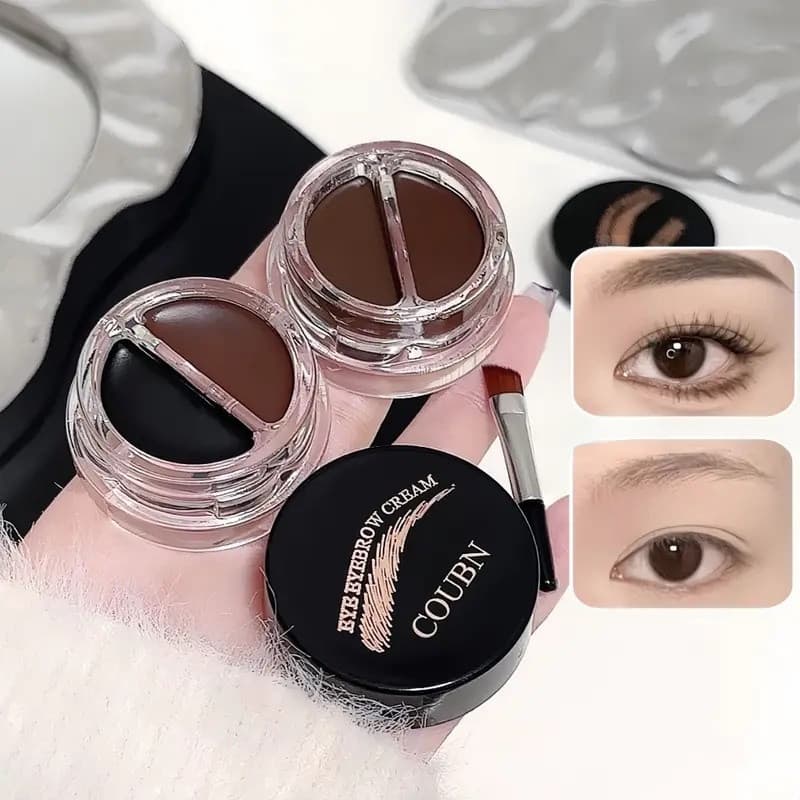 Gel para sobrancelhas bicolor com pincel integrado para sobrancelhas naturais, definidas e com efeito natural.