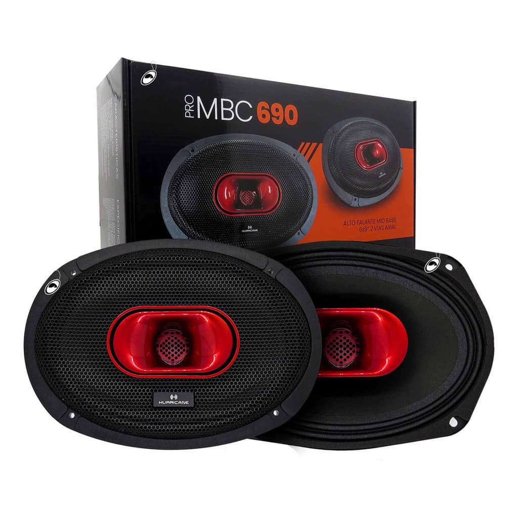 Par Alto Falante Medio Grave Corneta Hurricane Pro MBC690 6x9 2 Vias 250W RMS 4 Ohms