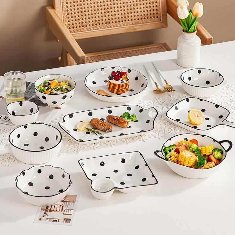 Casa Retro tigelas bolinhas tigelas pratos talheres de alto valor doméstico tigelas de arroz tigelas de sopa pratos de c