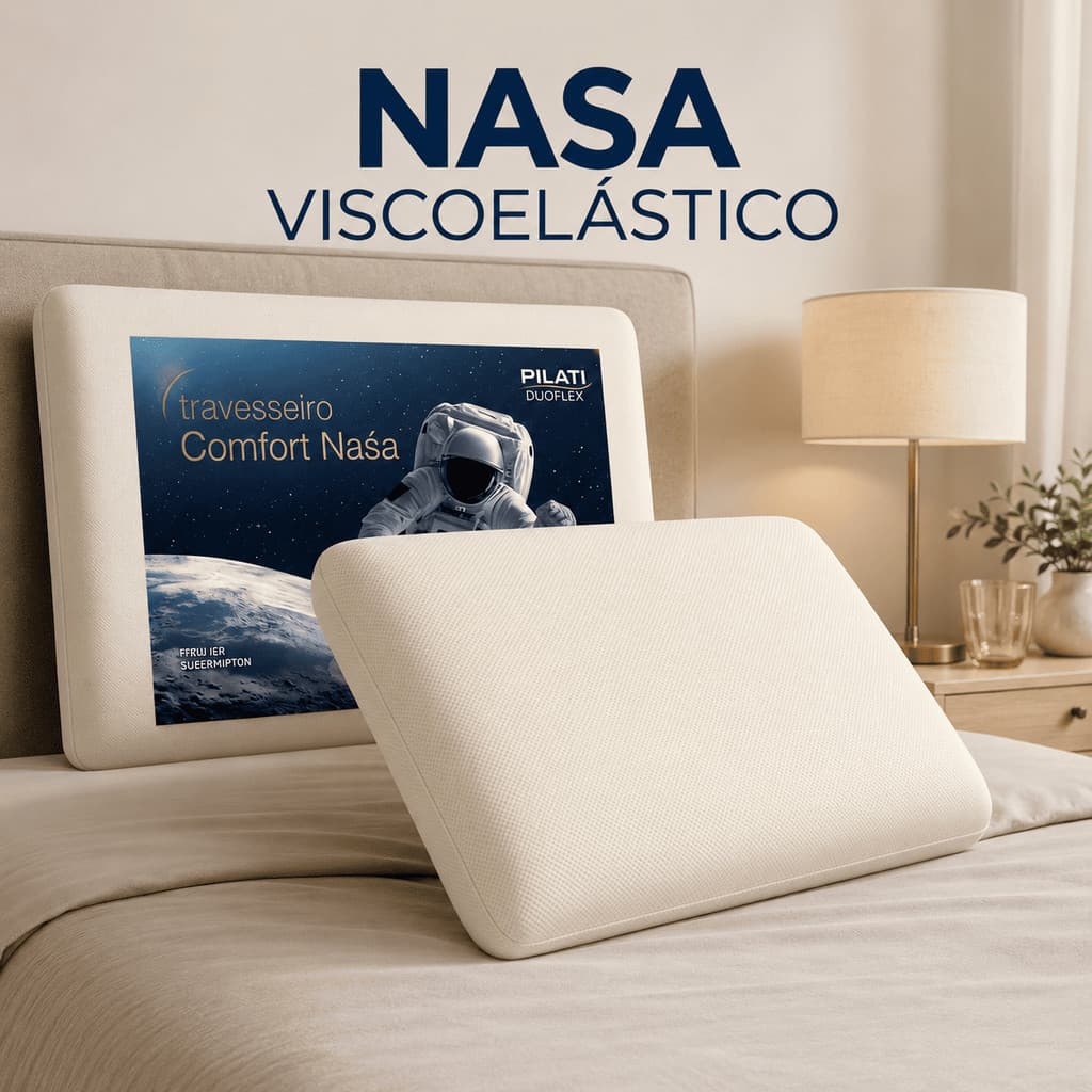 TRAVESSEIRO NASA COMFORT 01 PÇ VISCOELASTICO ANTIALERGICO MACIO ORTOPÉDICO POSTURA RESPIRÁVEL