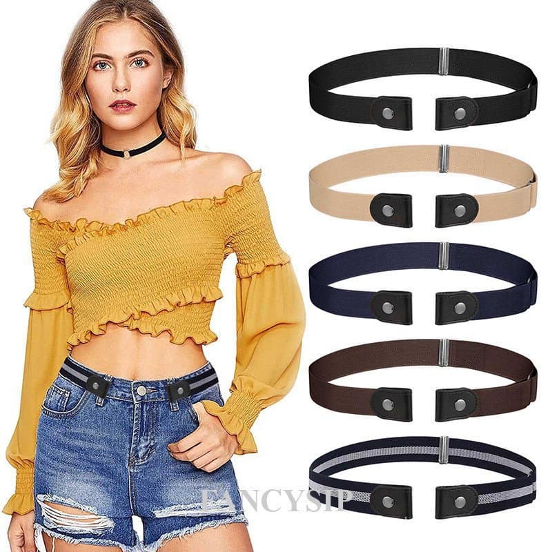 Senhoras Sem Fivela Cinto Invisível Costura Preguiçoso Versátil Elástico Jeans Decoração