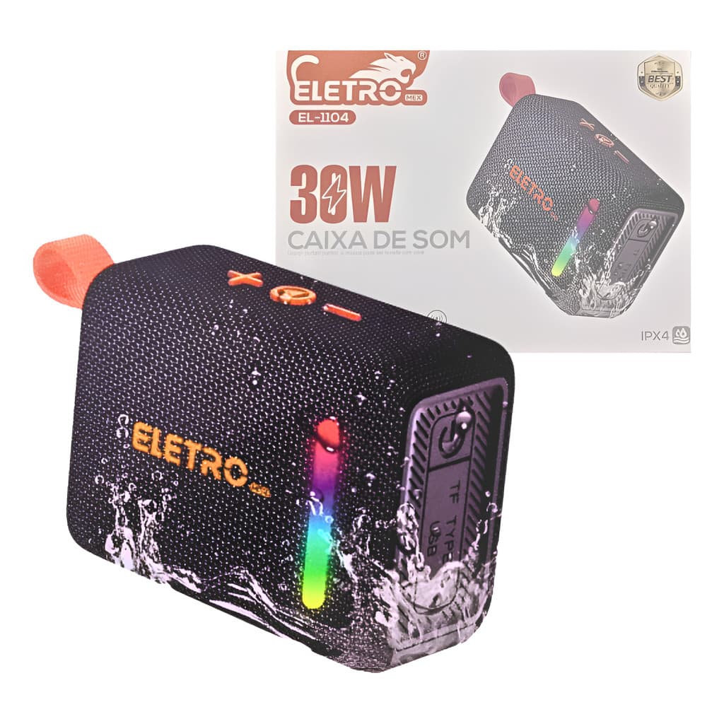 Caixa De Som Bluetooth Portátil Led 30w Prova D'agua Com Alç