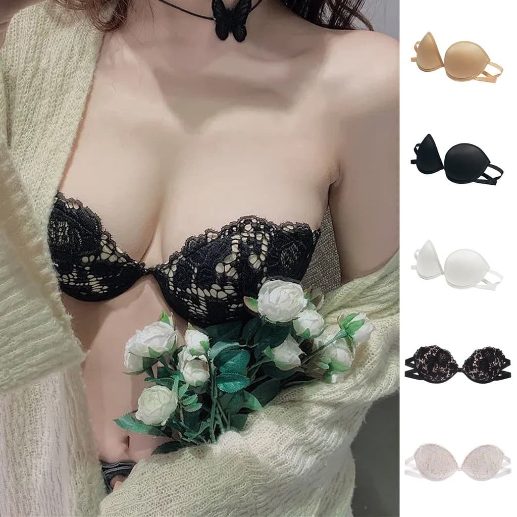 Sutiã Invisível De Renda Feminina Nubra Antiderrapante Sem Alças Push-Up Costura Costas Beleza Volta Confortável Sutiãs