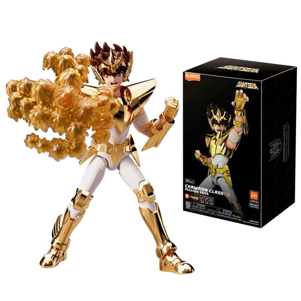 Cavaleiros do Zodíaco Boneco Saint Seiya Champion Class Pegasus Seiya Edição de Aniversário Ouro