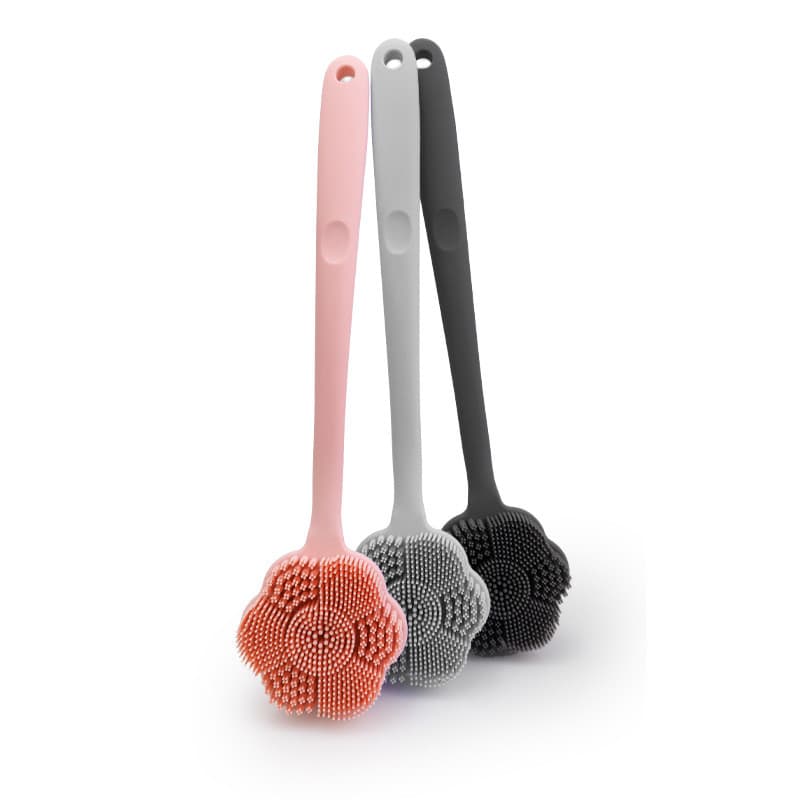 Purificador Corporal Traseiro E Facial Para Chuveiro-Escova De Silicone Dupla Face Com Cabo Longo De 15 Polegadas Esfoli