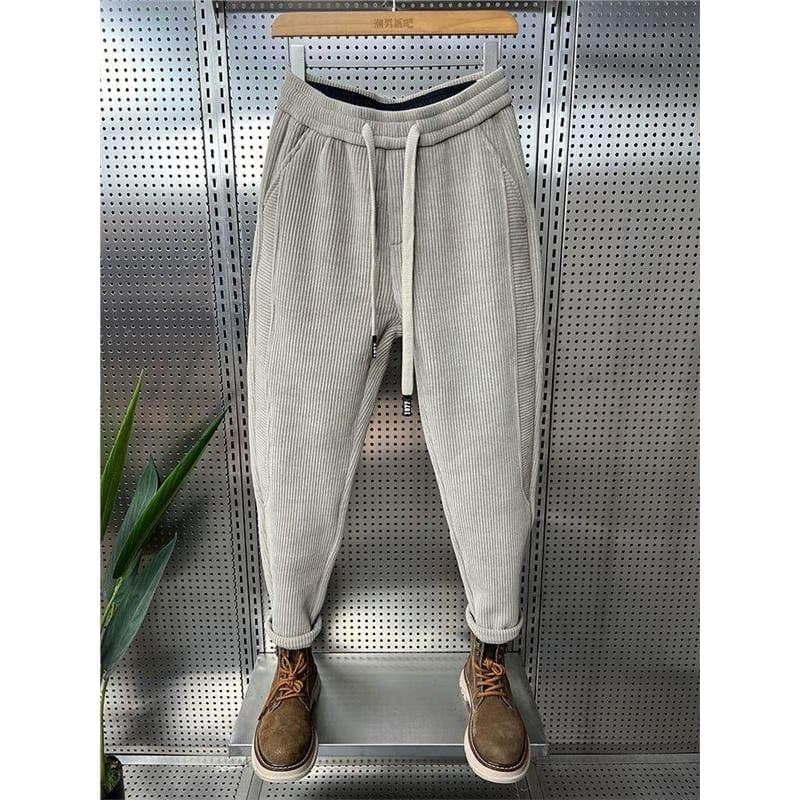 2026 primavera novo estilo Casual Sweatpants masculino Street Wear cor sólida All-Match veludo pés pequenos calças espor