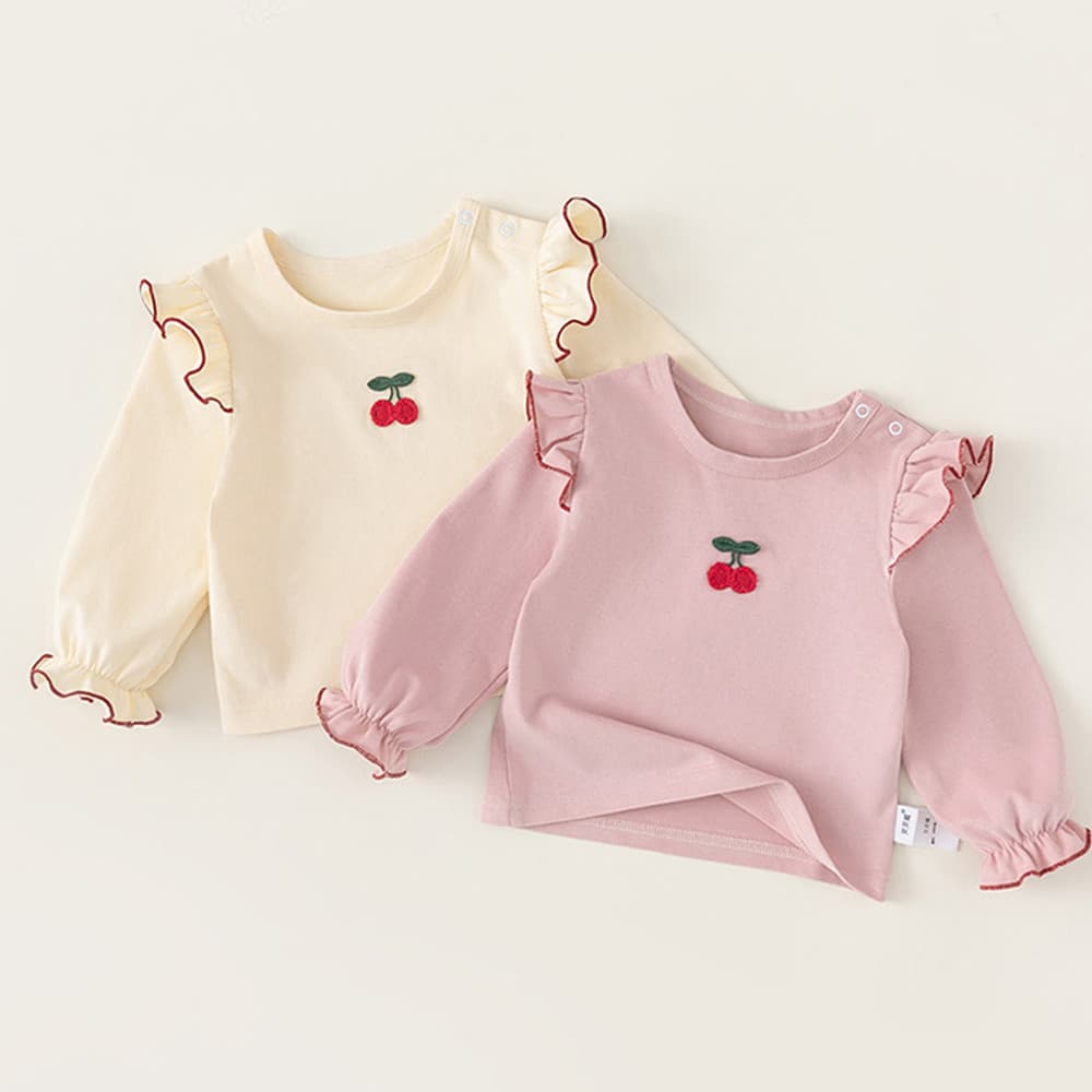 Feminino bebê topo roupas de outono primavera outono meninas doce babados camiseta estilo ocidental camisa de fundo inte