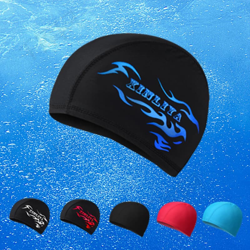 Novo estilo touca de natação confortável masculino feminino pano touca de natação alta elástica respirável macio não-est