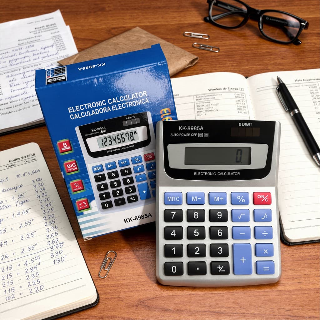 Calculadora Eletrônica 8 Dígitos KK8985A ABC 🧮✨| Visor Grande, Funções Básicas, Prática, Uso Diário