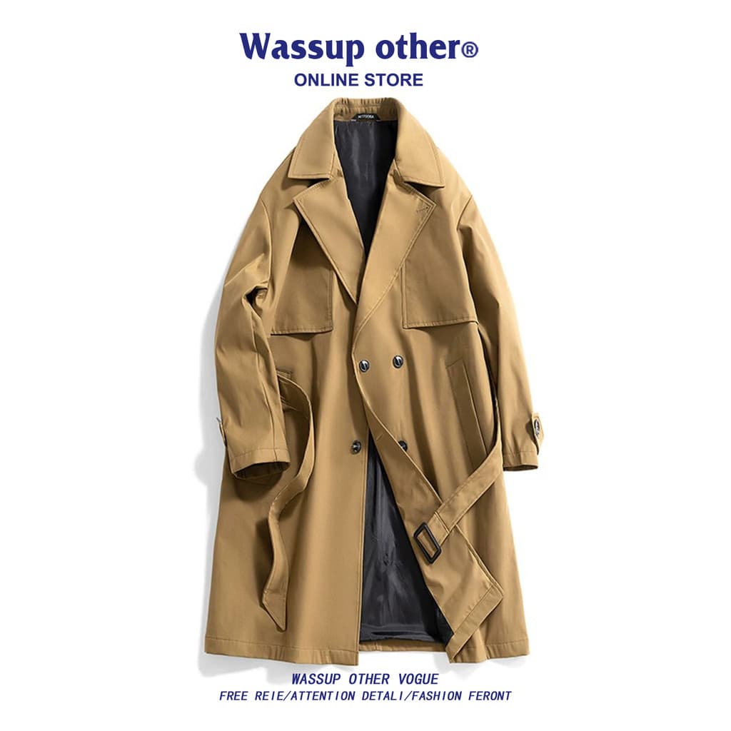 WASSUP OUTRO Jaqueta corta-vento de comprimento médio masculina primavera outono jaqueta japonesa de alta qualidade casa