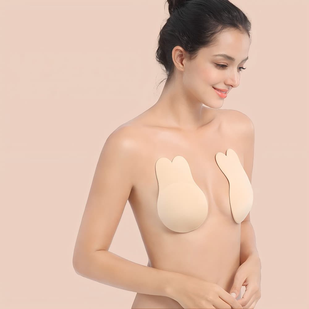 Adesivos de mamilo com design de orelhas de coelho para evitar a flacidez e conforto