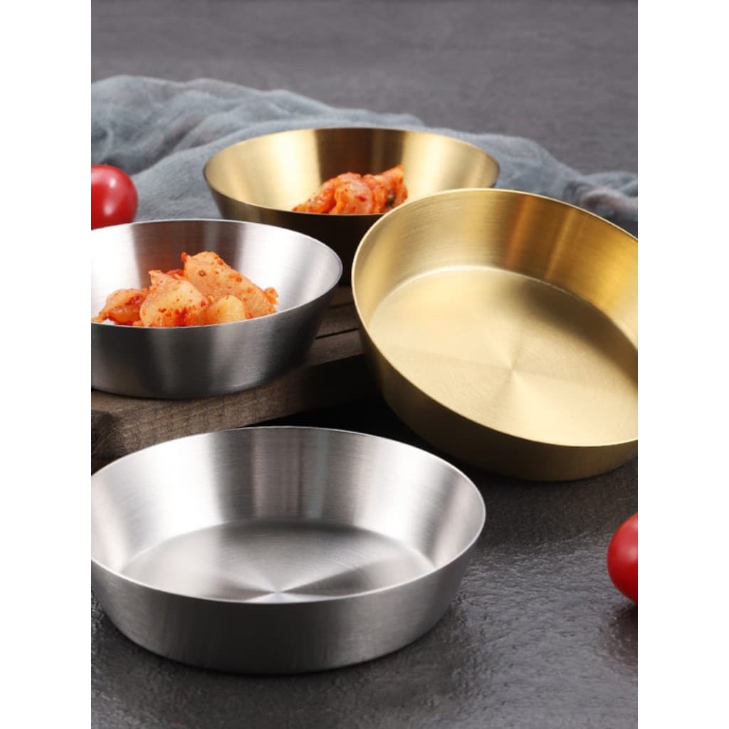 Estilo coreano 304 aço inoxidável única camada Kimchi prato redondo pequeno prato tempero tigela comercial utensílios de