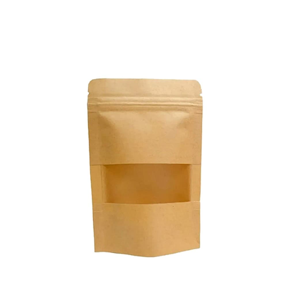 SACO ZIP KRAFT 14x20 C/ VISOR PCT C/50 Saco Stand Up Pouch Kraft  Zip Lock Embalagem para alimentos