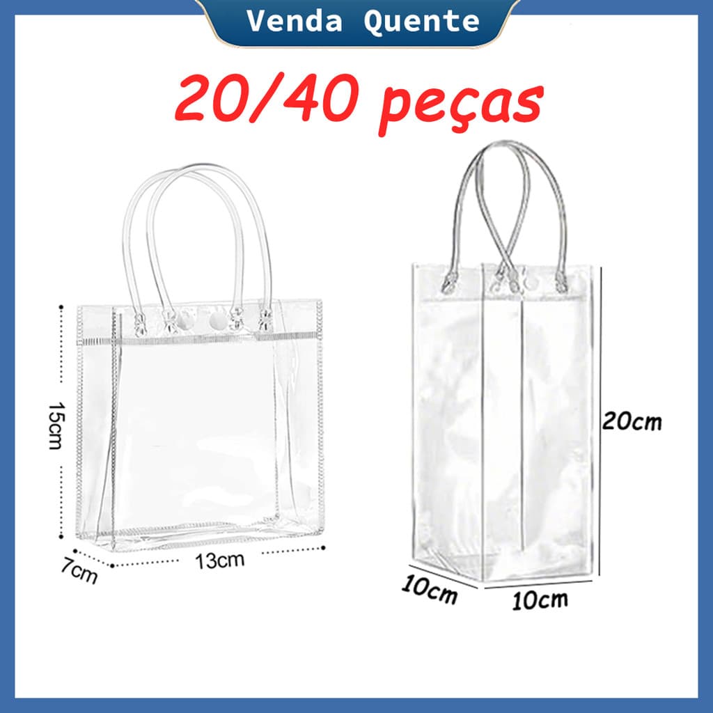 PVC transparente gift bag 20/40 peças portátil holiday gift Plastic bag reutilizável gift bag