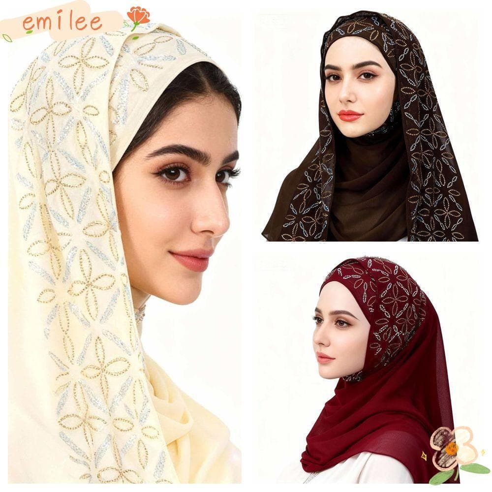 Cabeça De Turbantes EMILEES , Turbante Instantâneo Muçulmano De Cobertura Completa De Chiffon , Envoltórios De Respiráve