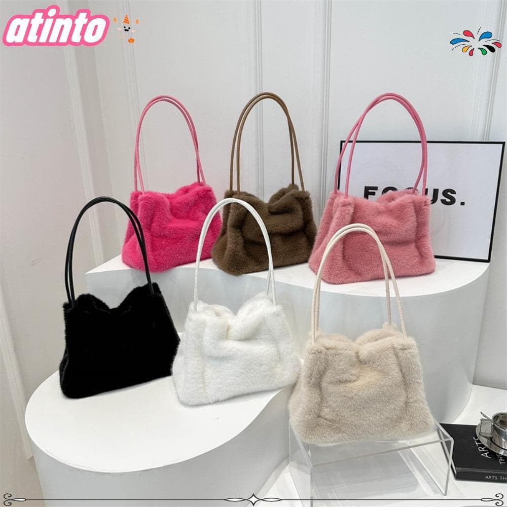 Bolsa Mensageiro Casual ATINTO , Bolsas De Ombro Leves De Pelúcia De Grande Capacidade , Moderna De Cor Sólida