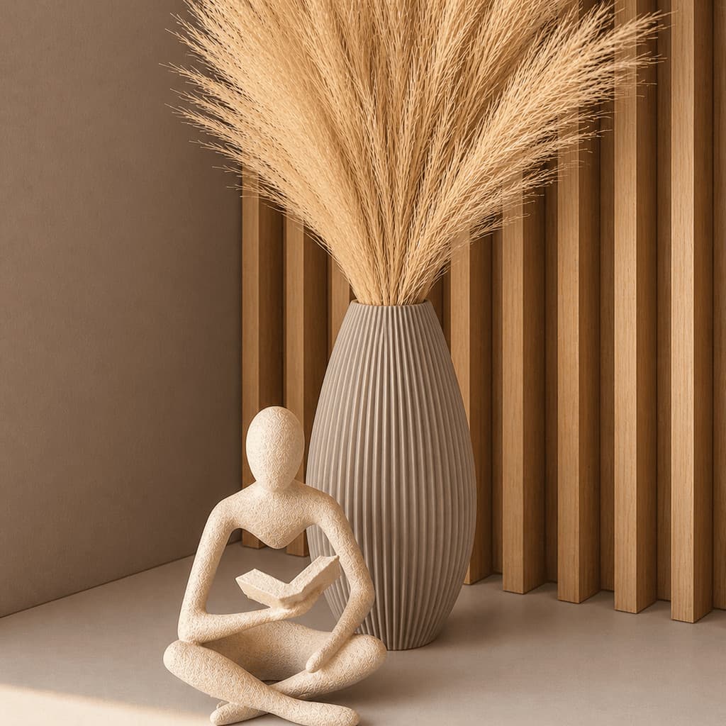 Kit Escultura Leitor + Vaso Decorativo – Ideal para Plantas Artificiais e Arranjos Decorativos