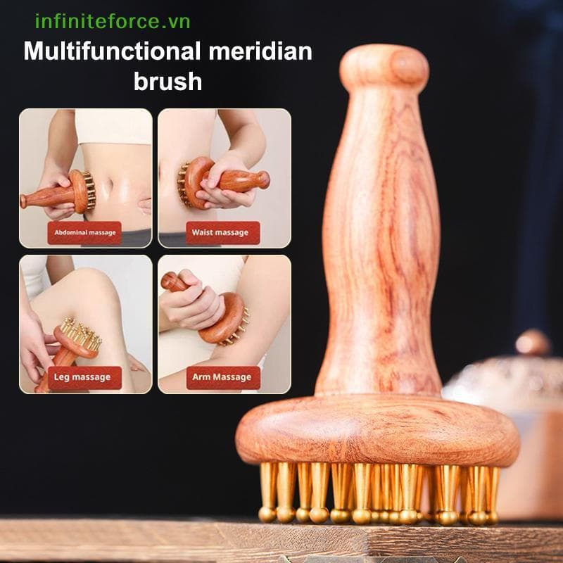 Ferramenta De Massagem Gua Sha Portátil De Latão De Madeira Cabeça Ne Perna Corpo Meridian Massageador Linfático Alívio