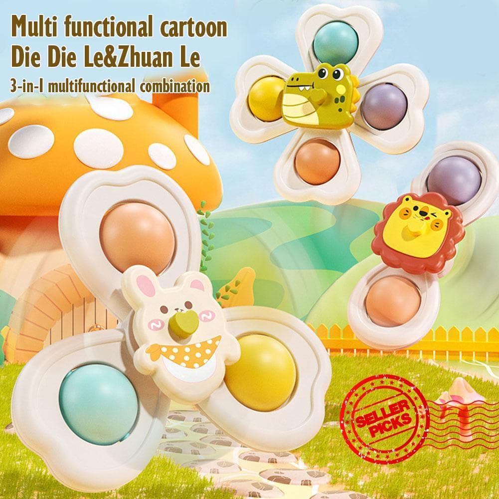 Otário Das Crianças Girando Brinquedo Divertido Conjunto De 3 Pçs Ventosa Empilhamento De Música Para Dos Desenhos Anima